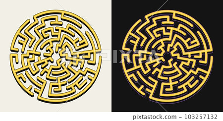 Big labyrinth in vintage style. Design element for esoteric, mystical surreal concepts, answer search, spiritual quest. 103257132
