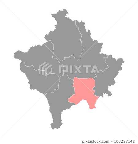 Ferizaj district map, districts of Kosovo. Vector illustration. 103257148