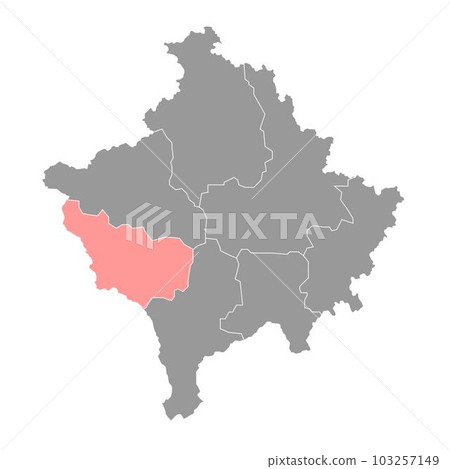 Gjakova district map, districts of Kosovo. Vector illustration. 103257149