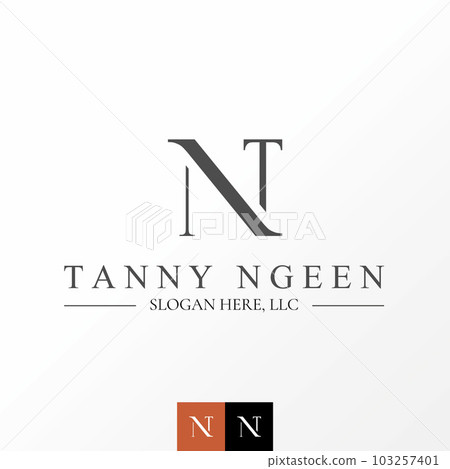 Logo design graphic concept creative abstract premium free vector stock letter TN or NT cutting serif font. Related to initial monogram elegant law 103257401
