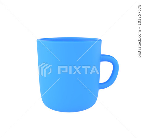 3d photo realistic blue cup icon mockup rendering. Design Template for Mock Up. ceramic clean mug with a matte effect isolated on white background with clipping path 103257579