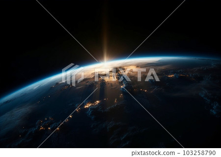 Blue planet, Earth in cosmic space. Galaxy,... - Stock Illustration ...