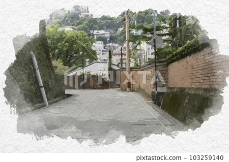 水彩風格的長崎荷蘭坡 長崎縣長崎市 103259140