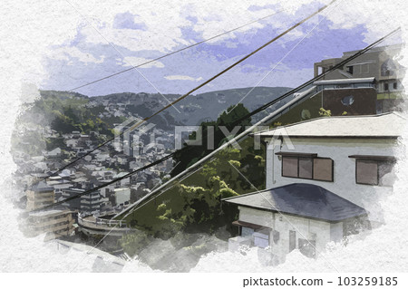 Watercolor-style Nagasaki Glover Sky Road Inclined Elevator Nagasaki City, Nagasaki Prefecture Watercolor-style Nagasaki Glover Sky Road Inclined Elevator Nagasaki City, Nagasaki Prefecture 103259185