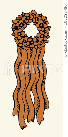 Ukrainian wreath with ribbons. Vector drawing Ukrainian wreath with ribbons. Vector drawing 103259486