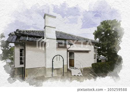 水彩風格的長崎格洛巴花園舊沃克住宅 長崎縣長崎市 水彩風格的長崎格洛巴花園舊沃克住宅 長崎縣長崎市 103259588