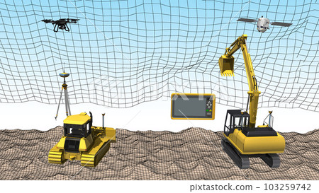 ICT施工 ICT施工設備 ICT施工 ICT土木工程 ICT施工方法（3DCG圖像） 103259742