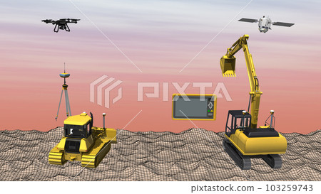ICT施工 ICT施工設備 ICT施工 ICT土木工程 ICT施工方法(3DCG圖像) ICT施工 ICT施工設備 ICT施工 ICT土木工程 ICT施工方法(3DCG圖像) 103259743
