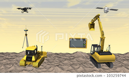 ICT施工 ICT施工設備 ICT施工 ICT土木工程 ICT施工方法（3DCG圖像） 103259744
