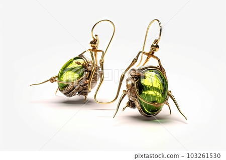 pair of Earrings alien jewelry isolated on background illustration generative ai pair of Earrings alien jewelry isolated on background illustration generative ai 103261530