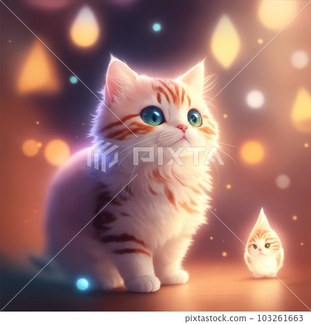 Very detailed cute cat, cinematic lighting effect. Generate Ai. 103261663