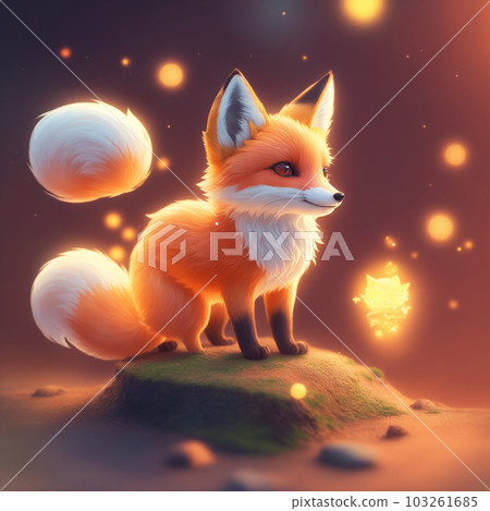 Very detailed cute fox. Generate Ai. 103261685
