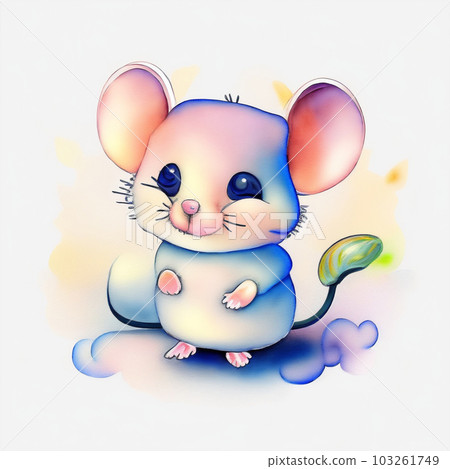 A cute illustration of a baby vintage watercolor mouse. Generate Ai 103261749