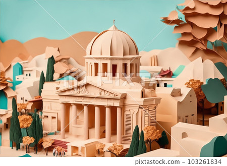 Athens, Greece, paper art. Generate Ai 103261834