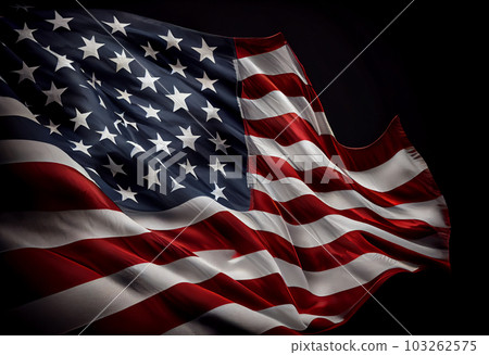 United States Flag On Black Background. free space. top wiew. Generate Ai. 103262575