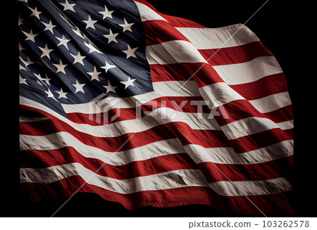 United States Flag On Black Background. free space. top wiew. Generate Ai. 103262578