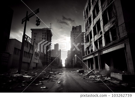 illustration painting of destroyed Abandoned City, Digital Illustration. Generate Ai. illustration painting of destroyed Abandoned City, Digital Illustration. Generate Ai. 103262739