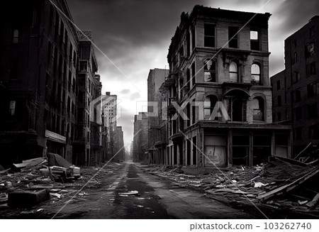 illustration painting of destroyed Abandoned City, Digital Illustration. Generate Ai. illustration painting of destroyed Abandoned City, Digital Illustration. Generate Ai. 103262740