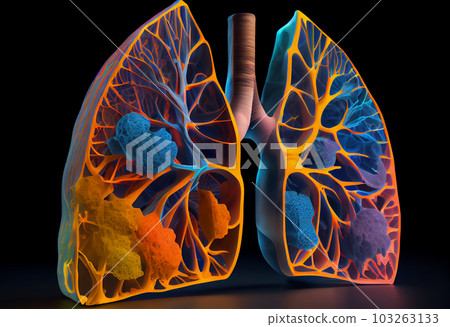 Human Lung model illness, Lung cancer and lung disease. Generate Ai. Human Lung model illness, Lung cancer and lung disease. Generate Ai. 103263133