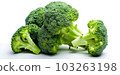 Broccoli inflorescences on a white background, a healthy cruciferous vegetable, generated AI 103263198
