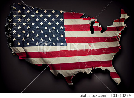 map of the USA with american flag. Generate Ai. 103263239