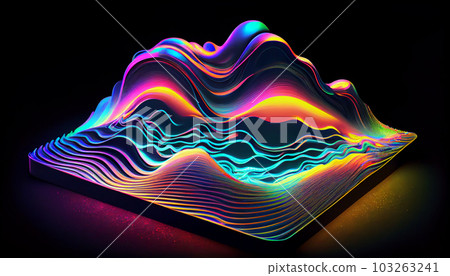 Holographic Neon Fluid Waves. Generate Ai. 103263241