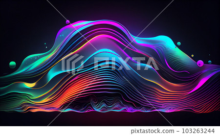 Holographic Neon Fluid Waves. Generate Ai. 103263244