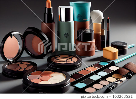 Close up make up products . Generate Ai. 103263521