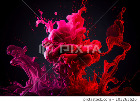 Abstract red colorful ink splash in water background. Generate Ai. Abstract red colorful ink splash in water background. Generate Ai. 103263626