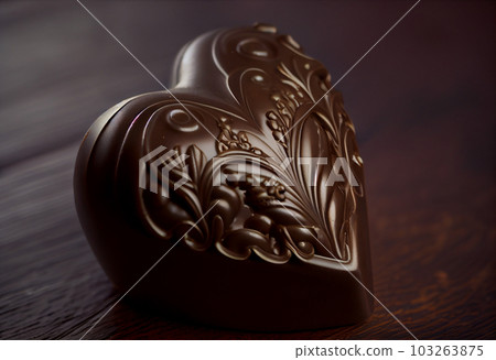 A beautiful heart-shaped chocolate is on a table. Generate Ai. A beautiful heart-shaped chocolate is on a table. Generate Ai. 103263875
