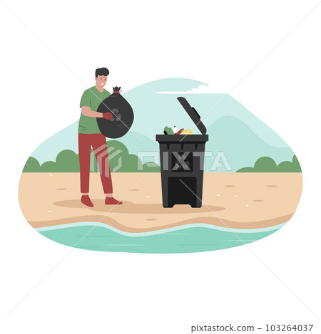 Flat design of people throw garbage in the trash. Illustration for website, landing page, mobile app, poster and banner. Trendy flat vector illustration 103264037