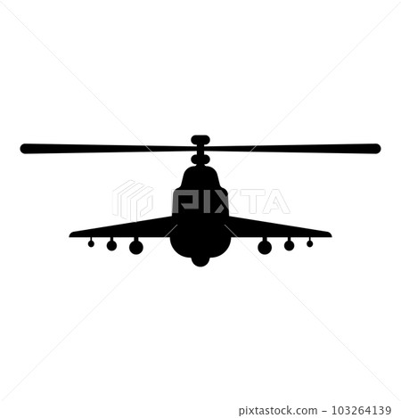 Combat helicopter attack military concept view front icon black color vector illustration image flat style 103264139