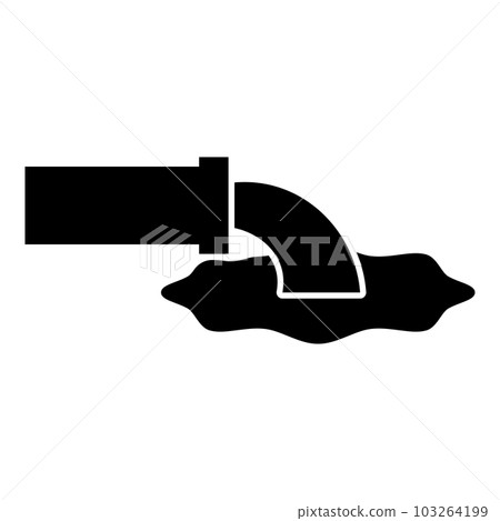 Wastewater fluid is leaking from pipe with water drainage industry to runoff sewer concept cleaning icon black color vector illustration image flat style Wastewater fluid is leaking from pipe with water drainage industry to runoff sewer concept cleaning icon black color vector illustration image flat style 103264199