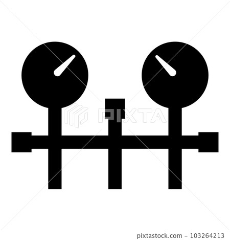 Pressure gauge and pipes manometer meter vacuum heating gas water oil pump measure device system icon black color vector illustration image flat style Pressure gauge and pipes manometer meter vacuum heating gas water oil pump measure device system icon black color vector illustration image flat style 103264213
