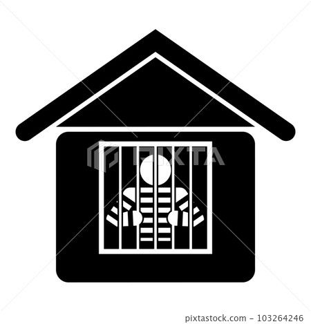 Prisoner in prison building icon black color vector illustration image flat style Prisoner in prison building icon black color vector illustration image flat style 103264246