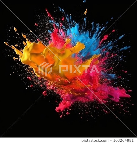 Commercial shooting of colorful splash paint. Generative AI Commercial shooting of colorful splash paint. Generative AI 103264991