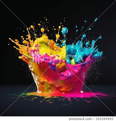 Commercial shooting of colorful splash paint. Generative AI 103264993
