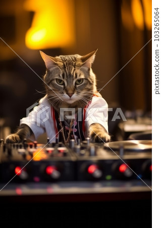 Funny DJ Scratch Cat On Turntable | Poster