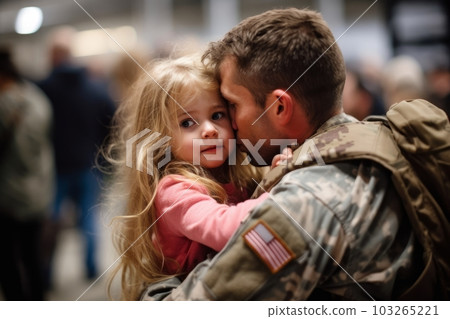 Affectionate military reunion between father - Stock Illustration  [103265221] - PIXTA