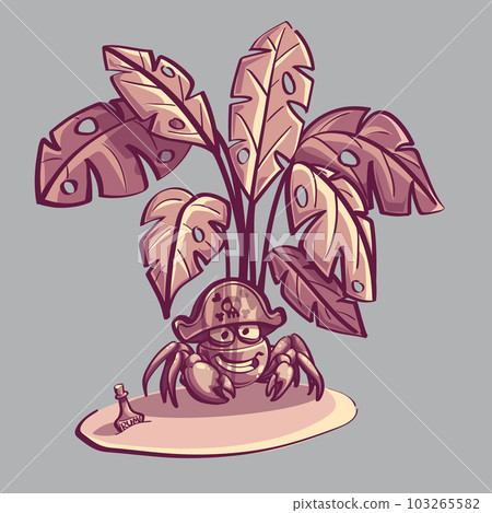 Vector illustration a fern among flask and crab Vector illustration a fern among flask and crab 103265582