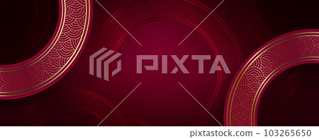 Red design, round frames with gold tone border Red design, round frames with gold tone border 103265650