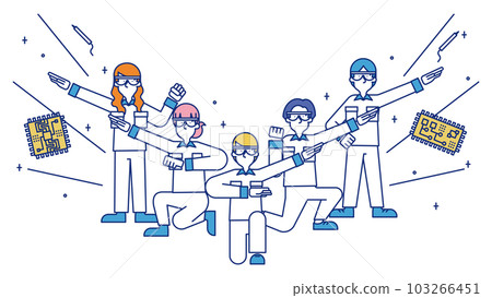Illustration of a man and a woman who work as electronic circuit designers Illustration of a man and a woman who work as electronic circuit designers 103266451