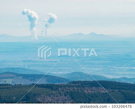 Ore Mountains, Czech Republic. Smoking chemical factory 103266476