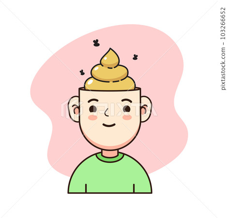 A person with a shit inside on his or her head. Isolated Vector Illustration A person with a shit inside on his or her head. Isolated Vector Illustration 103266652