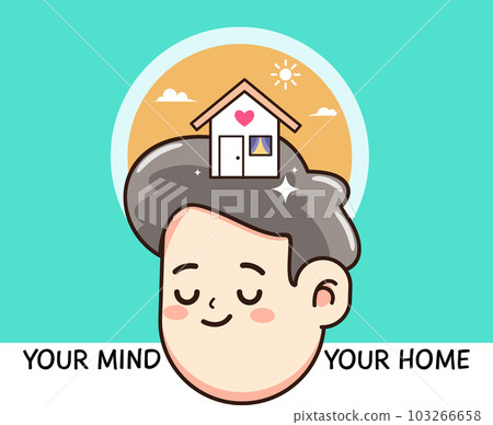 A house on top of a male head. Isolated Vector Illustration A house on top of a male head. Isolated Vector Illustration 103266658