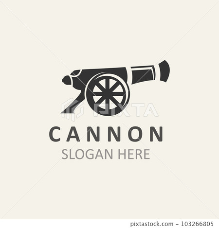 Cannon Artilery logo vintage image design. cannonball military logo concept Cannon Artilery logo vintage image design. cannonball military logo concept 103266805