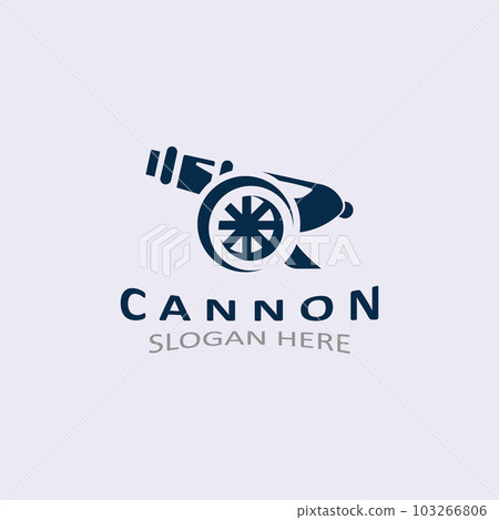 Cannon Artilery logo vintage image design. cannonball military logo concept Cannon Artilery logo vintage image design. cannonball military logo concept 103266806
