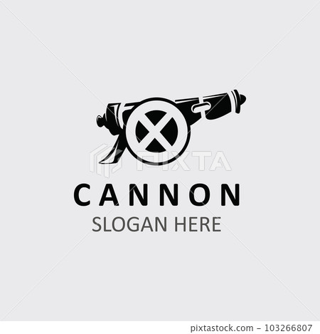 Cannon Artilery logo vintage image design. cannonball military logo concept 103266807