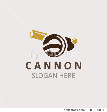 Cannon Artilery logo vintage image design. cannonball military logo concept Cannon Artilery logo vintage image design. cannonball military logo concept 103266811
