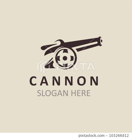Cannon Artilery logo vintage image design. cannonball military logo concept Cannon Artilery logo vintage image design. cannonball military logo concept 103266812
